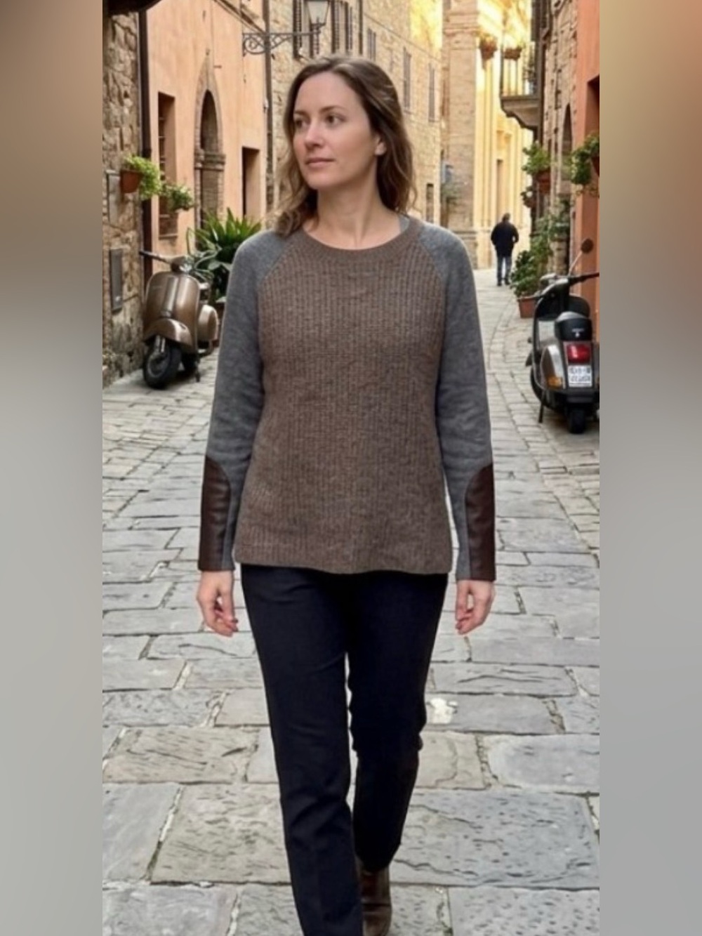 Eileen Fisher Luxury Italian Yarn Yak Wool Ribbed Crewneck Sweater